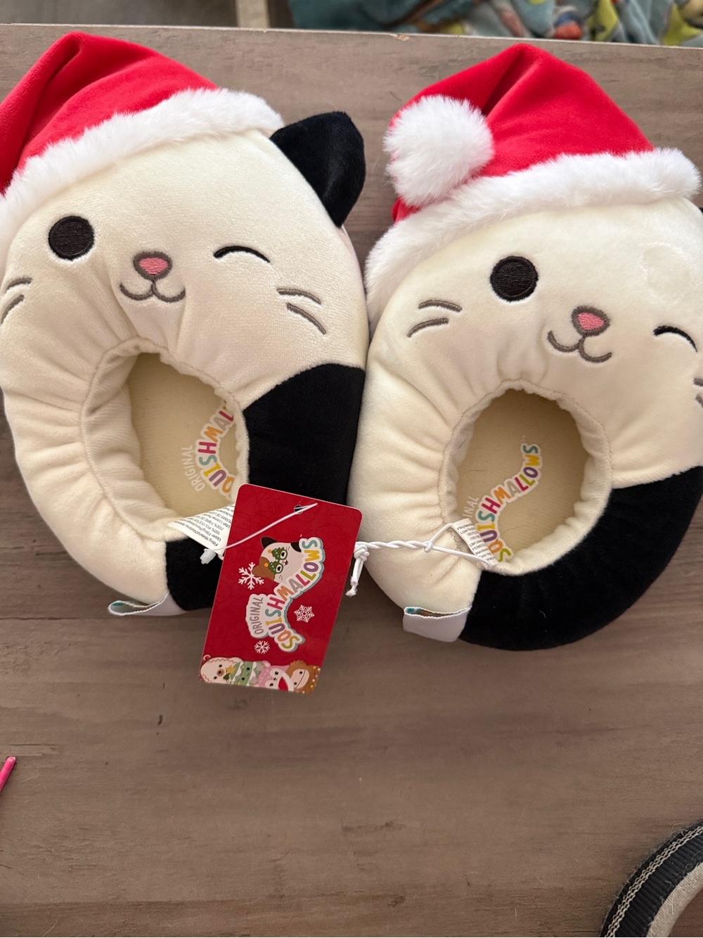 Squishmallows Kids Plush Cat Neck Pillows in Cream, Black & Red